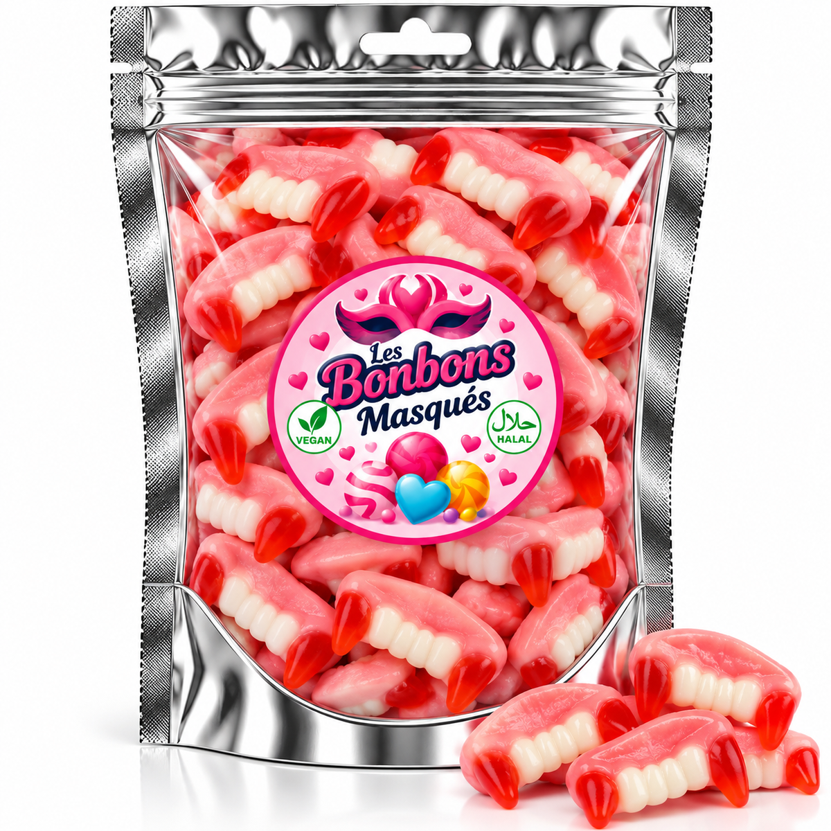 Dents de Vampire Rose lisses (100g) #Nouveauté