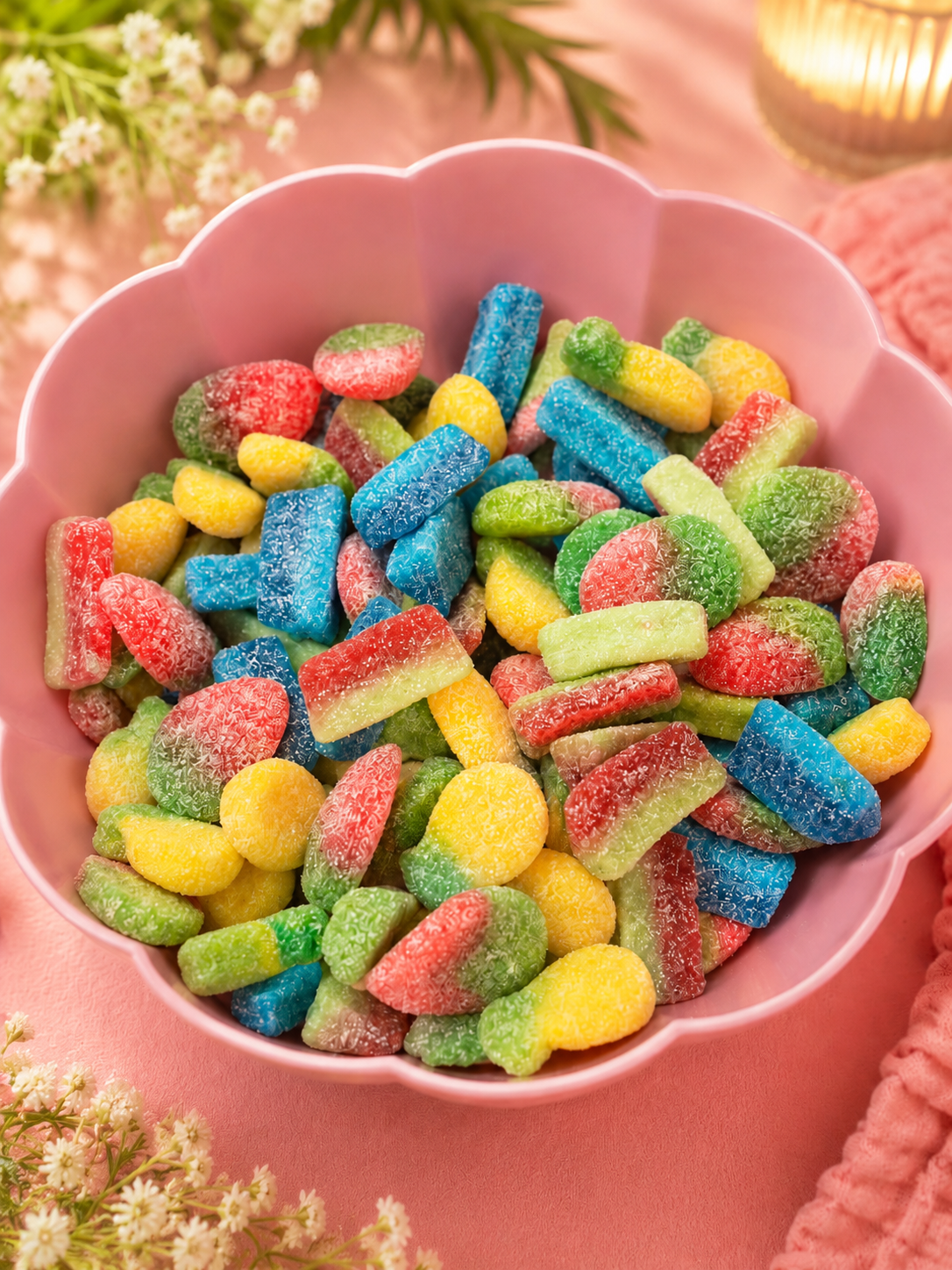 Assortiment Sucré ( ananas , Tranche de Pastèque Framboise  , Fraise  )100g