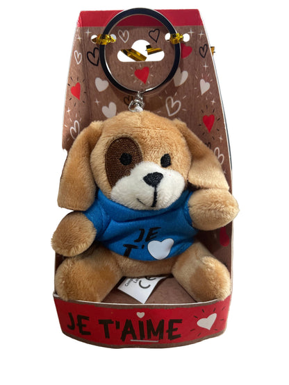 Porte Clé Peluche Chien Je T’aime