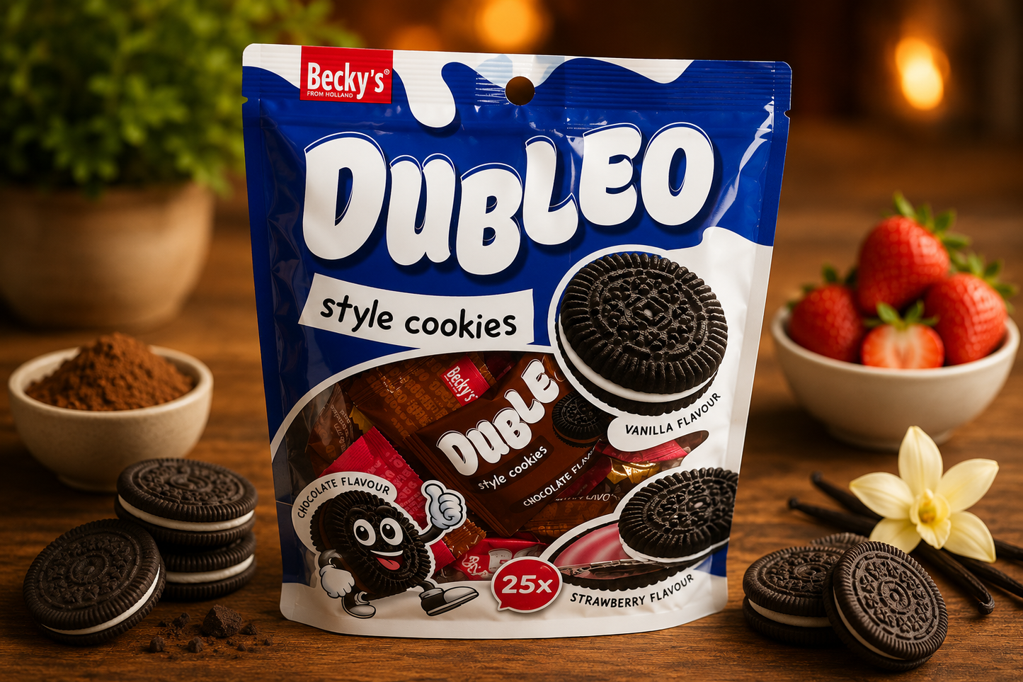 Mini Cookies🍪(Chocolat/Fraise/Vanille)25 gâteaux