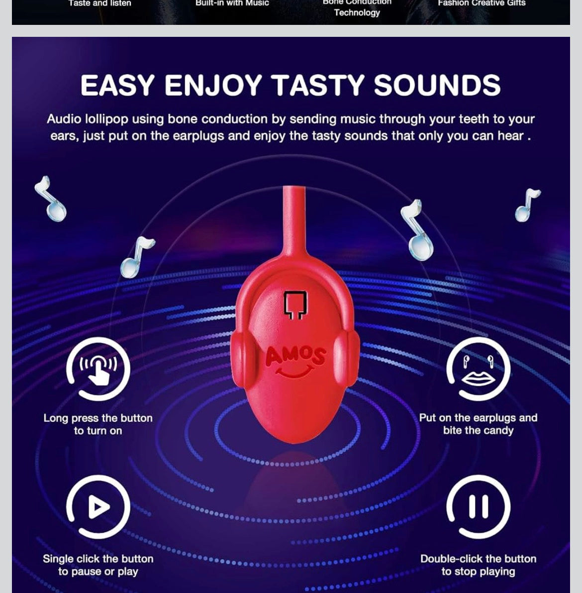 🎶 Amos TastySounds – Sucette musicale goût fraise 🎶🍓