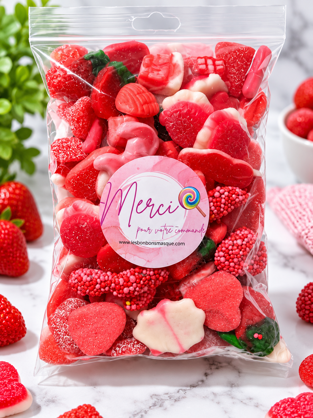 🍓❤️ Mix Bonbons Fraise & Douceurs Rouges  Lisses Sucrés– ❤️🍓(800G)