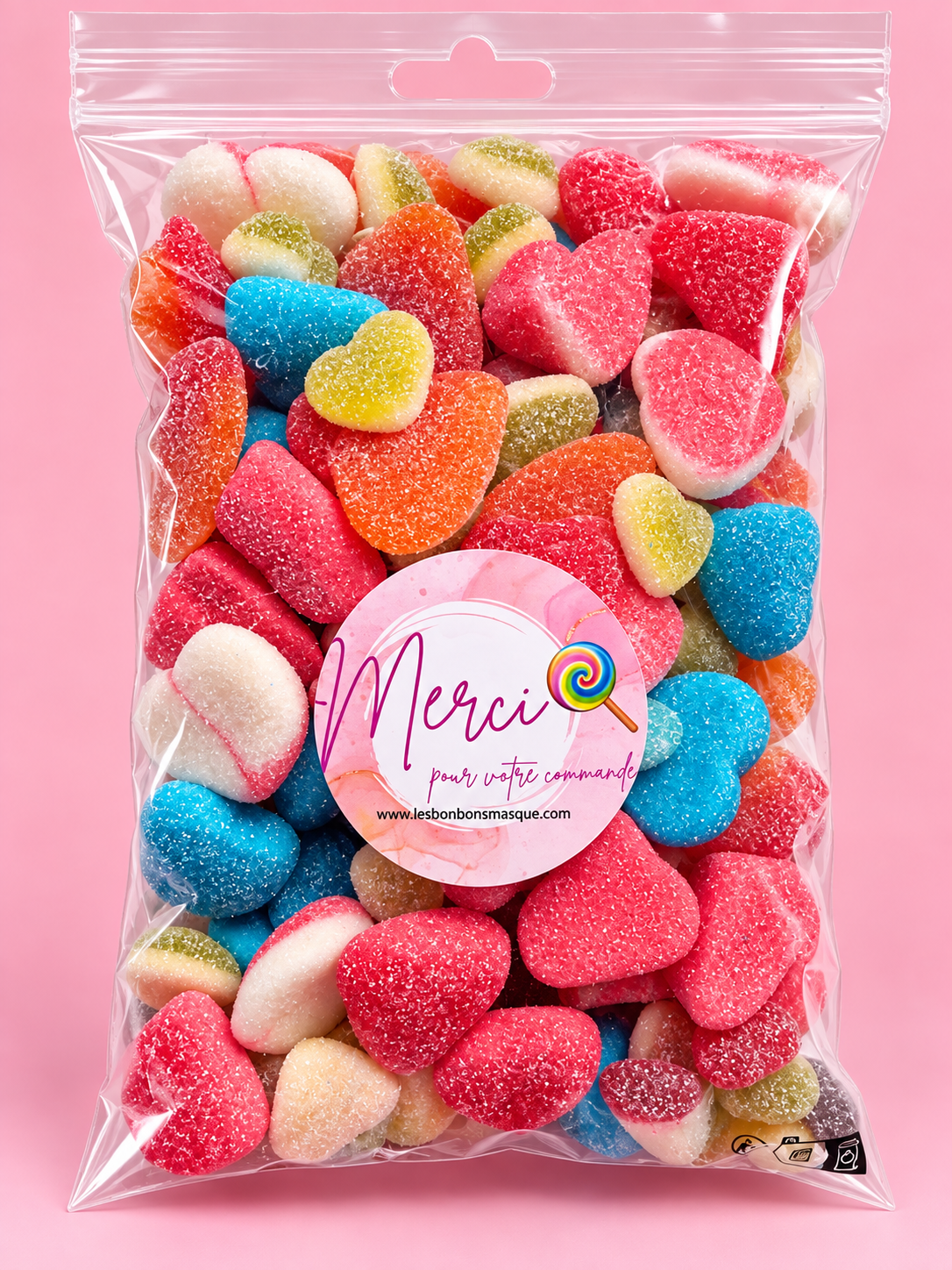 Mélange de Bonbons en forme de Cœur ❤️ Sucrés (par 800G)