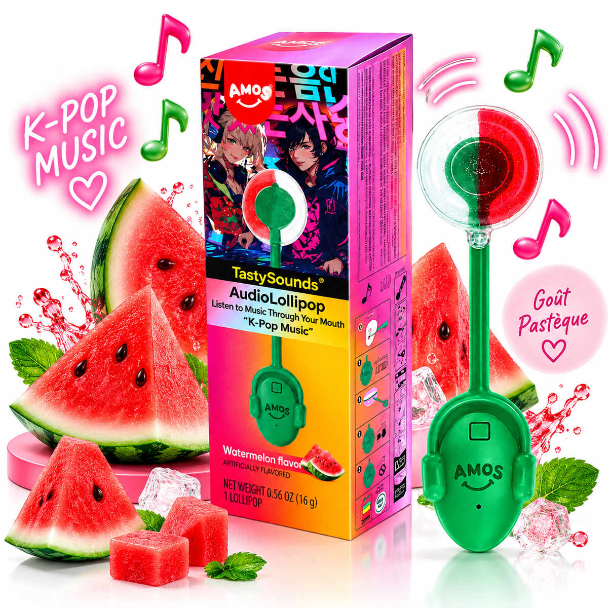 Amos TastySounds -Sucette musicale goût pastèque 🍉 (x1)