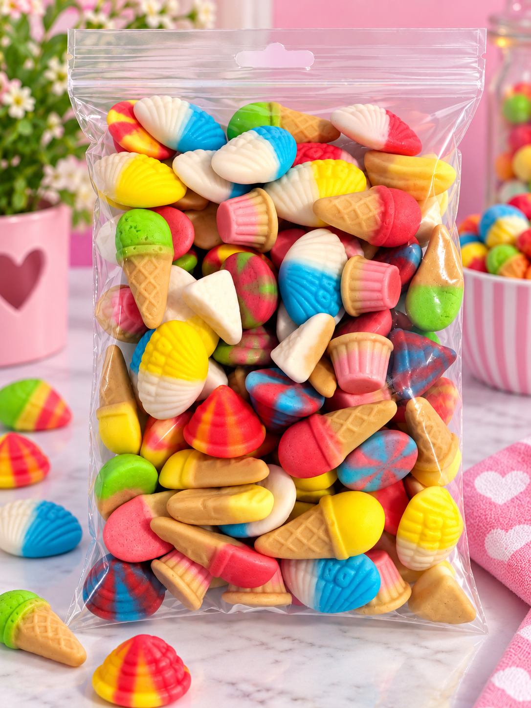 Mix de bonbons gourmands et colorés Couleurs Lisses (500g)
