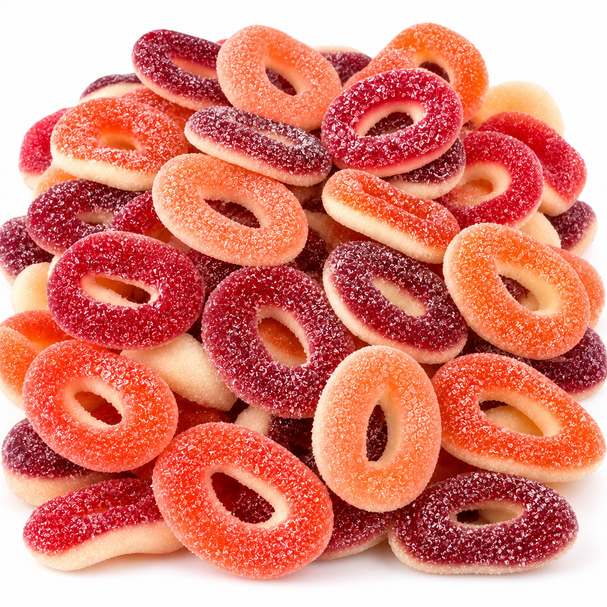 Anneaux Cerises 🍒 Fraises🍓,Framboises Sucrés (100g) #Nouveauté