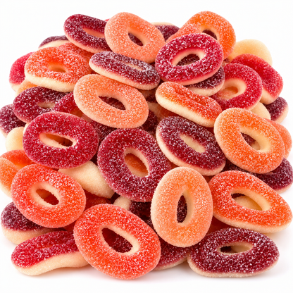 Anneaux Cerises 🍒 Fraises🍓,Framboises Sucrés (100g) #Nouveauté