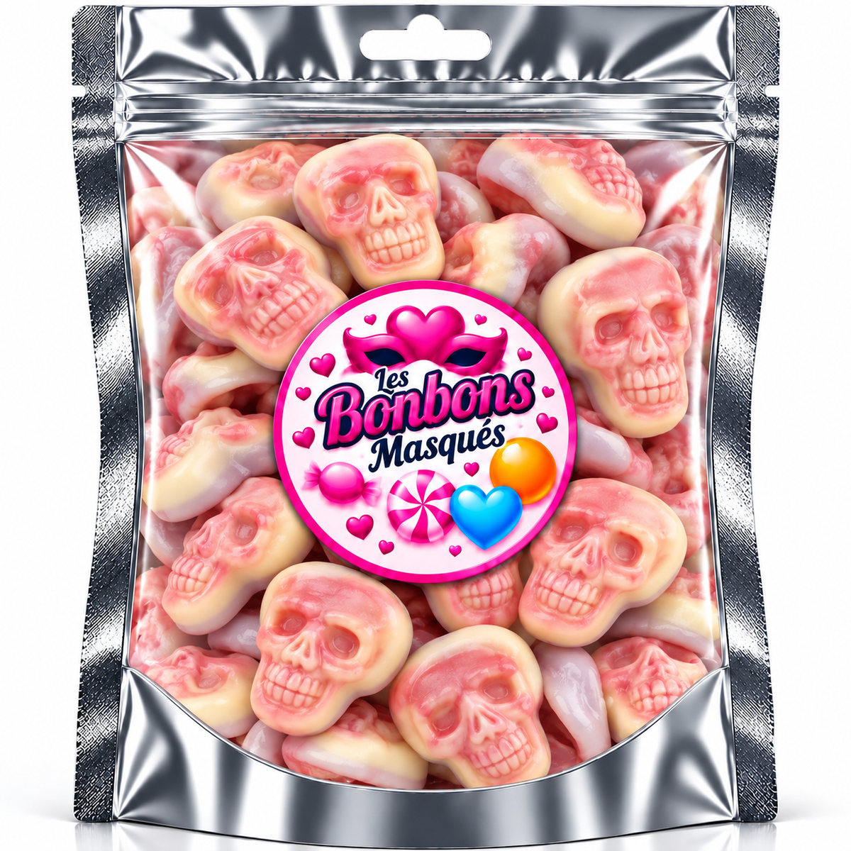 Crânes Fraises & Blancs Halloween 🎃 Lisse Fourrés (100g)#Nouveauté