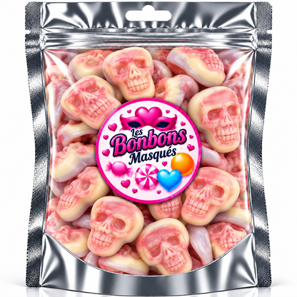 Crânes Fraises & Blancs Halloween 🎃 Lisse Fourrés (100g)#Nouveauté