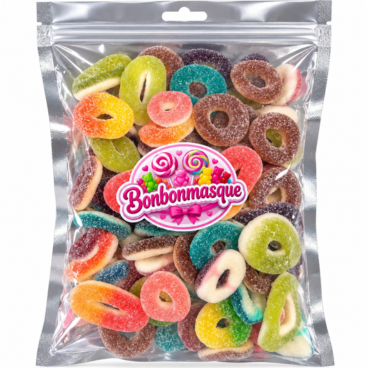 🍭 Anneaux Sucrés Acidulés – Multi-Parfums et Multi-Couleurs 🌈(500g)#Nouveauté