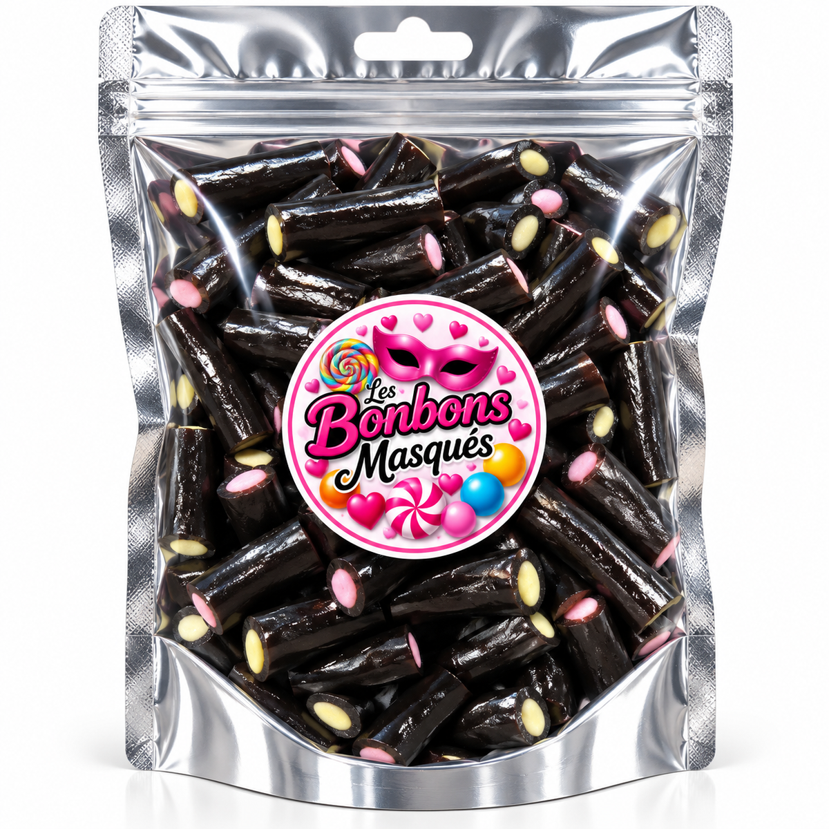 Réglisses Fourées Roses et Jaunes Bonbons Lisses  (100g)