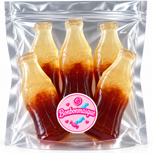 🥤 Bouteilles Cola – Bonbons gélifiés (x5) Lisses